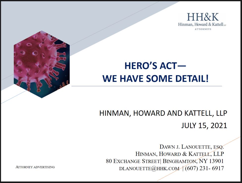 Webinar Presentation Materials NYDOL’s Guidance for the HERO Act